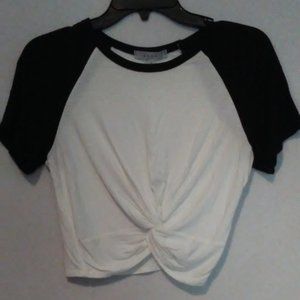 Black and White Ruched Tee